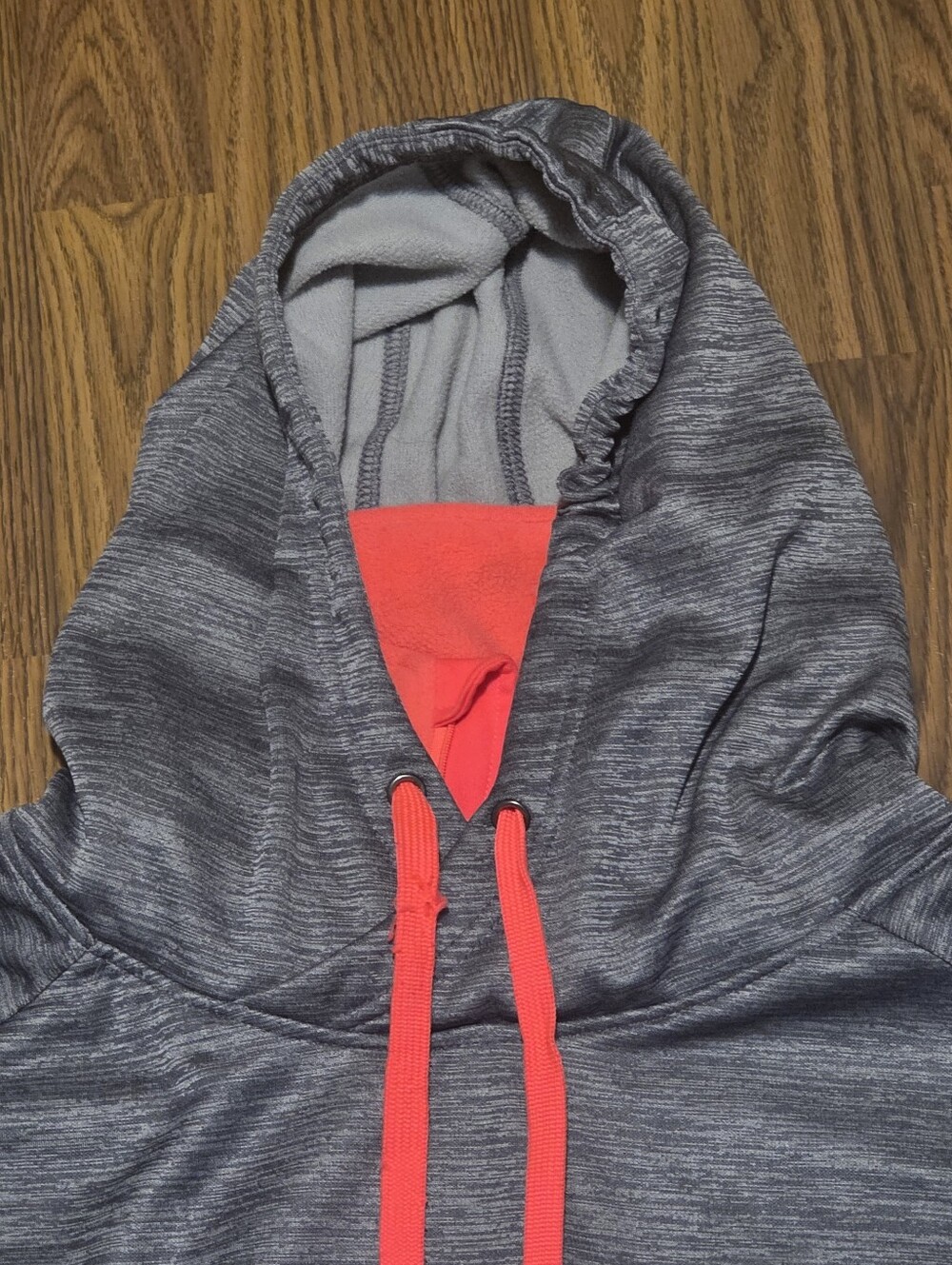 John Deere Womens L Grey Pink Cowl Neck Athletic Fleece Hoodie Sweatshirt C44 - Picture 5 of 7